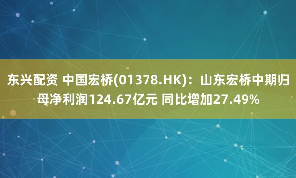 东兴配资 中国宏桥(01378.HK)：山东宏桥中期归母净利润124.67亿元 同比增加27.49%
